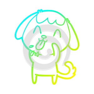 A creative cold gradient line drawing rude dog cartoon