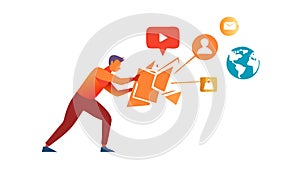 Creative Collaboration, Sharing Digital Ideas and Content, vector design Generative AI