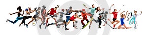 Creative collage of childrens and adults in sport
