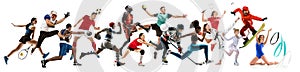 Creative collage of childrens and adults in sport