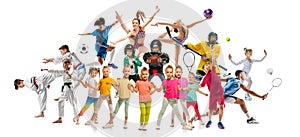 Creative collage of childrens in sport