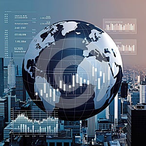 creative collage depicting finance and the world with digital software computer code and exchange rates