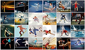 Creative collage made with different kinds of sport