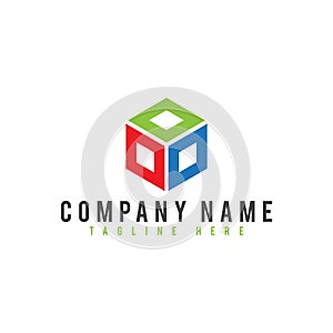 Creative colorful cubic logo design, vector