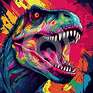 creative colorful dinosaur poortrait, pop art