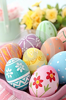 Easter Collage with Painted Easter Eggs