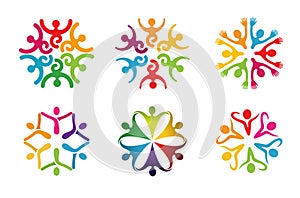 Creative Colorful People Bodys Circle Sharp dancing LogoLogo Vector