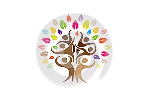 Creative Colorful People Team Tree Logo