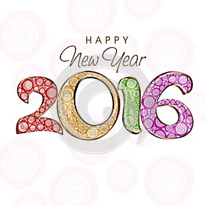 Creative colorful text for Happy New Year 2016.