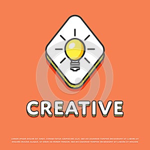 Creative colour icon with light bulb