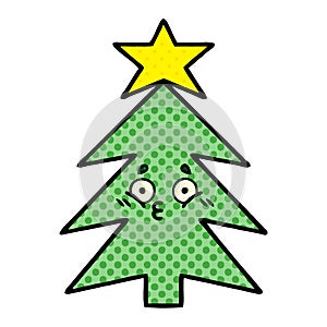 A creative comic book style cartoon christmas tree