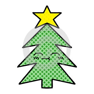 A creative comic book style cartoon christmas tree