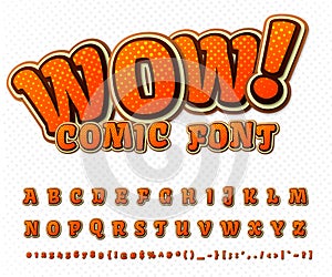 Creative comic font. Vector alphabet in style pop