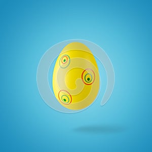 Creative composition made of yellow Easter egg. Minimal spring or summer Holiday concept. Fun background