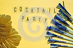 Creative composition with colorful straw on bright background. shiny sequins, cocktail straws,trendy festive decorations