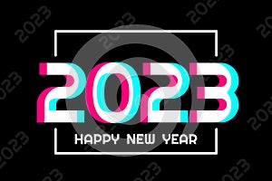 Creative concept of 2023 Happy New Year poster in social media style. Design template with typography logo 2023 for celebration.