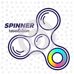 Creative concept of fidget spinner with colorful ring. Vector