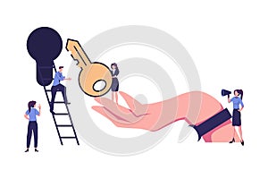 creative concept idea key to success flat vector illustration design