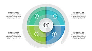 Creative concept for infographic with 4 steps, options, parts or processes. Business data visualization.