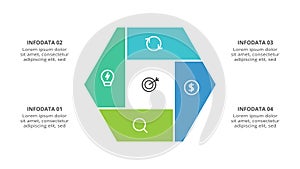 Creative concept for infographic with 4 steps, options, parts or processes. Business data visualization.