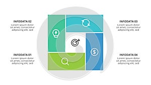 Creative concept for infographic with 4 steps, options, parts or processes. Business data visualization.