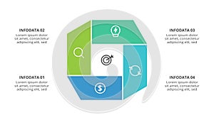 Creative concept for infographic with 4 steps, options, parts or processes. Business data visualization.