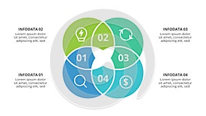 Creative concept for infographic with 4 steps, options, parts or processes. Business data visualization.