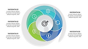 Creative concept for infographic with 5 steps, options, parts or processes. Business data visualization.