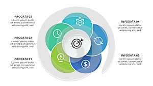 Creative concept for infographic with 5 steps, options, parts or processes. Business data visualization.