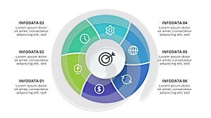 Creative concept for infographic with 6 steps, options, parts or processes. Business data visualization.