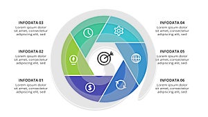 Creative concept for infographic with 6 steps, options, parts or processes. Business data visualization.