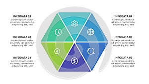 Creative concept for infographic with 6 steps, options, parts or processes. Business data visualization.