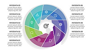 Creative concept for infographic with 9 steps, options, parts or processes. Business data visualization.