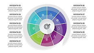 Creative concept for infographic with 9 steps, options, parts or processes. Business data visualization.