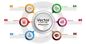 Creative concept for infographic. Business data visualization. Abstract elements diagram with 6 steps, options, parts or processes