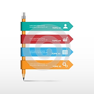 Creative concept for infographic with pencil, vector