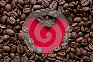 Creative concept photo of heart made of coffee on isolated background