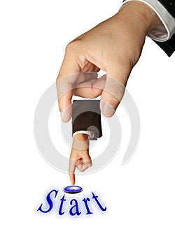 Creative concept of pressing button