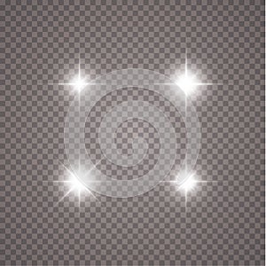 Creative concept Vector set of glow light effect stars bursts with sparkles isolated on transparent background