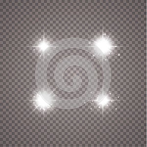 Creative concept Vector set of glow light effect stars bursts with sparkles isolated on transparent background