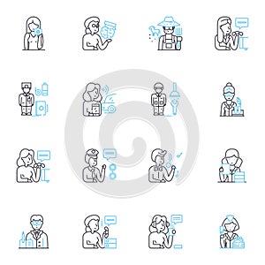 Creative concepts linear icons set. imagination, innovation, creativity, originality, vision, inspiration, exploration