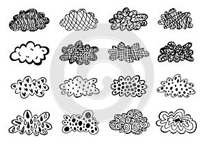 Creative conceptual vector hand drawn clouds illustration.