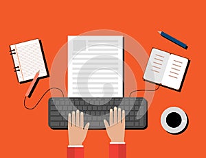 Creative Content Writing, Blogging Post, Digital Media Flat Illustration