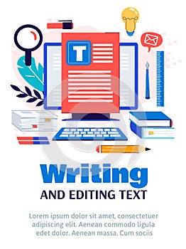 Creative content writing and text editing poster template.