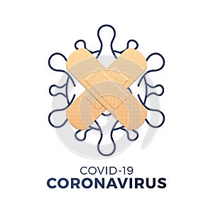 Creative Corona Virus Covid-19 Healthcare Concept with cross medical plaster. Coronavirus 2019-nCoV Pandemic Sars Fever Vector