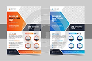 Creative corporate business conference flyer brochure template bundle or annual business event flyer template set