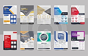 Creative corporate business conference flyer brochure template bundle or annual business event poster layout set