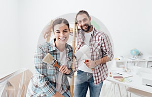 Creative couple renovating their house