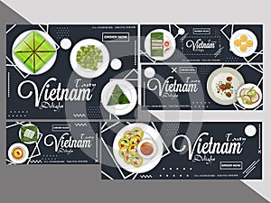 Creative coupon or voucher set for Vietnam cuisine restaurant.