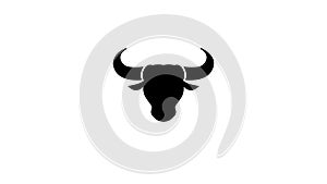 Creative Cow Bull Big Horn Buffalo Head Logo Design Vector Symbol Icon Illustration